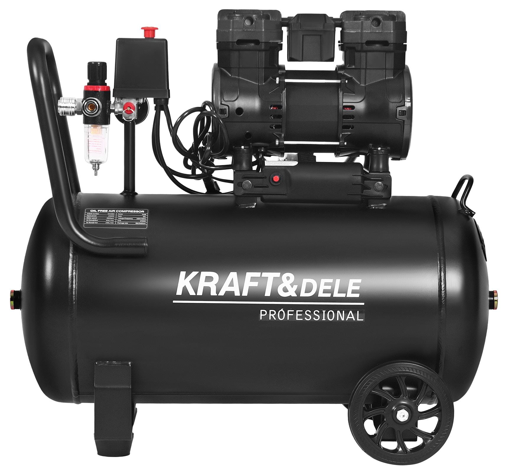 Bezolejový kompresor Kraft&Dele KD4082 – ovládací panel s manometrem