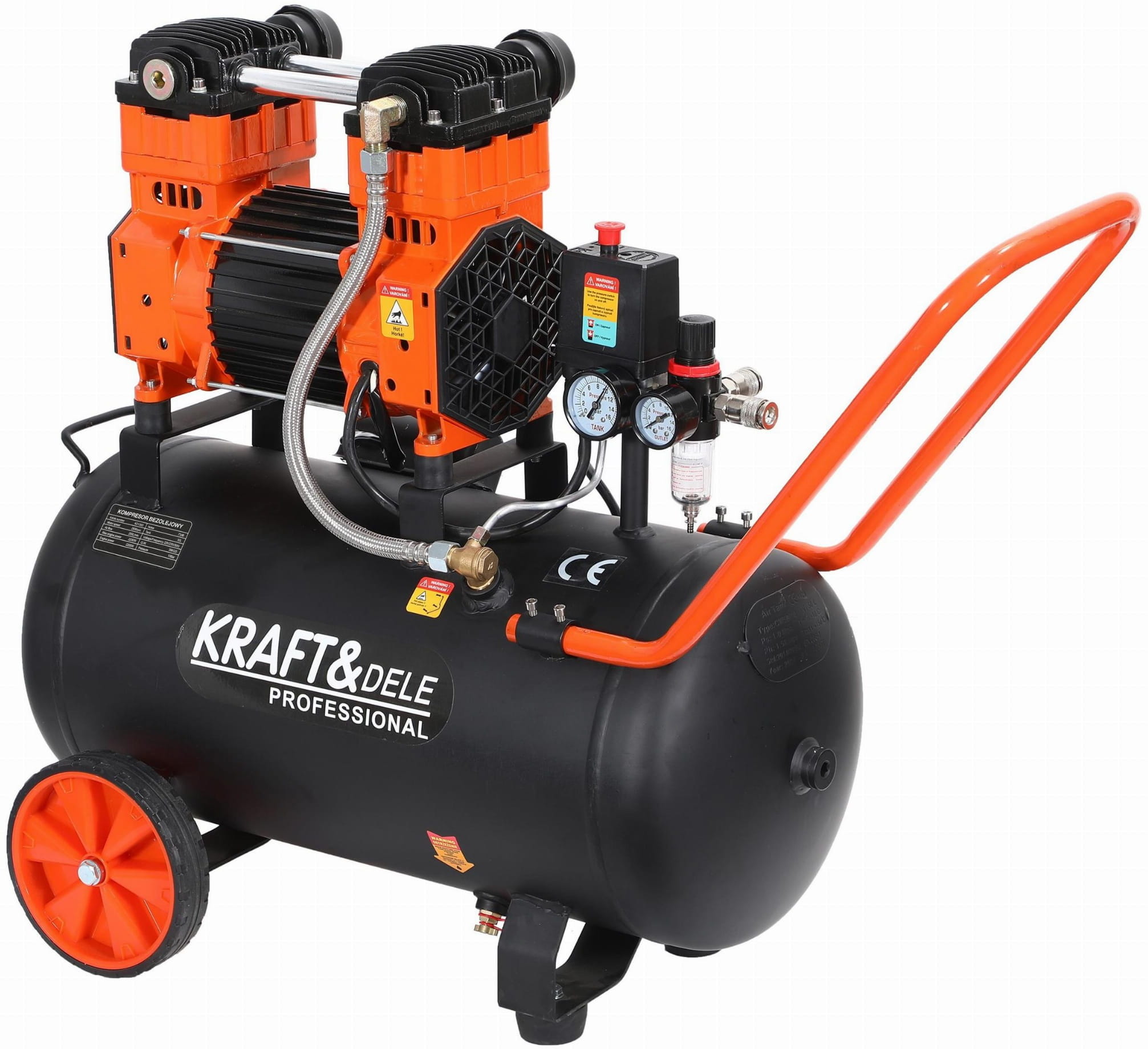 Bezolejový kompresor Kraft&Dele KD1393 Promaster 50 l – celkový pohled