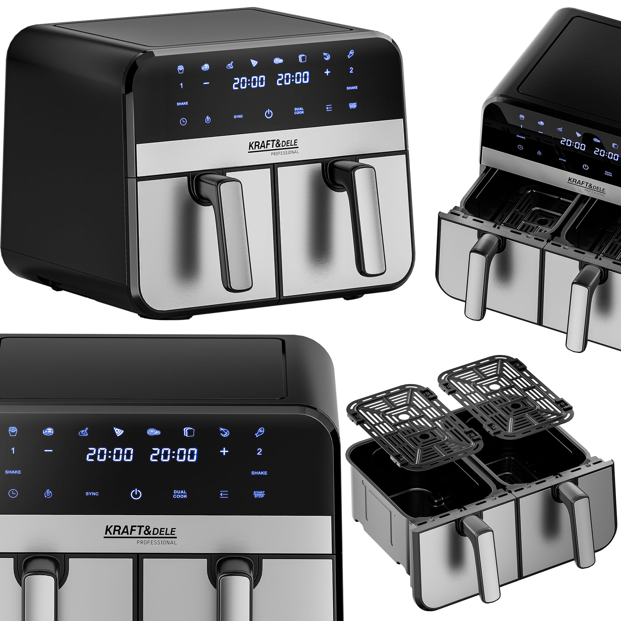 Kraft&Dele KD4180 airfryer – dvojité komory detail
