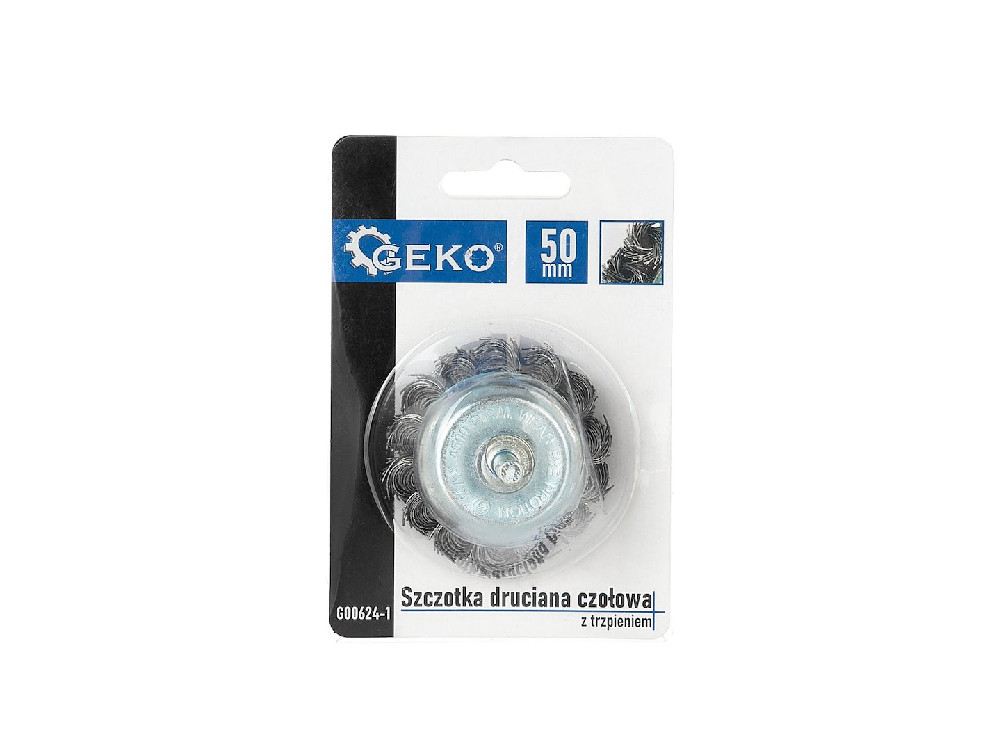 Drôtový čelný kartáč spletený 50 mm s trnom – Geko 2