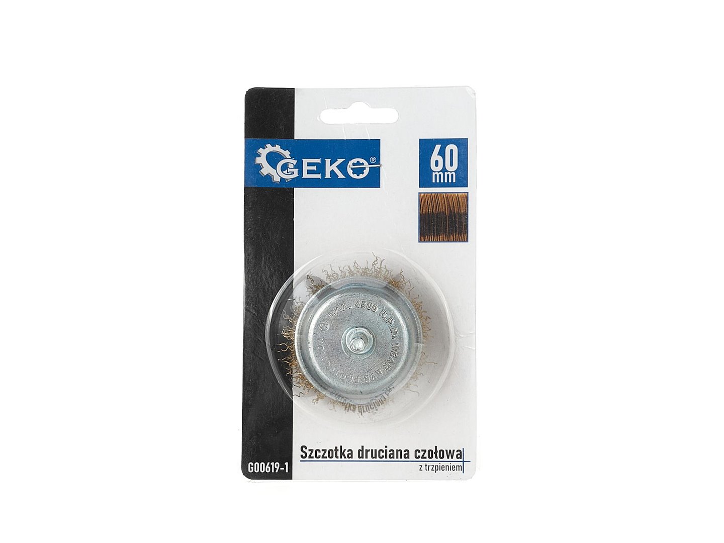 Drôtový čelný kartáč mosadzový 60 mm s trnom – balenie 100 ks | Geko 2