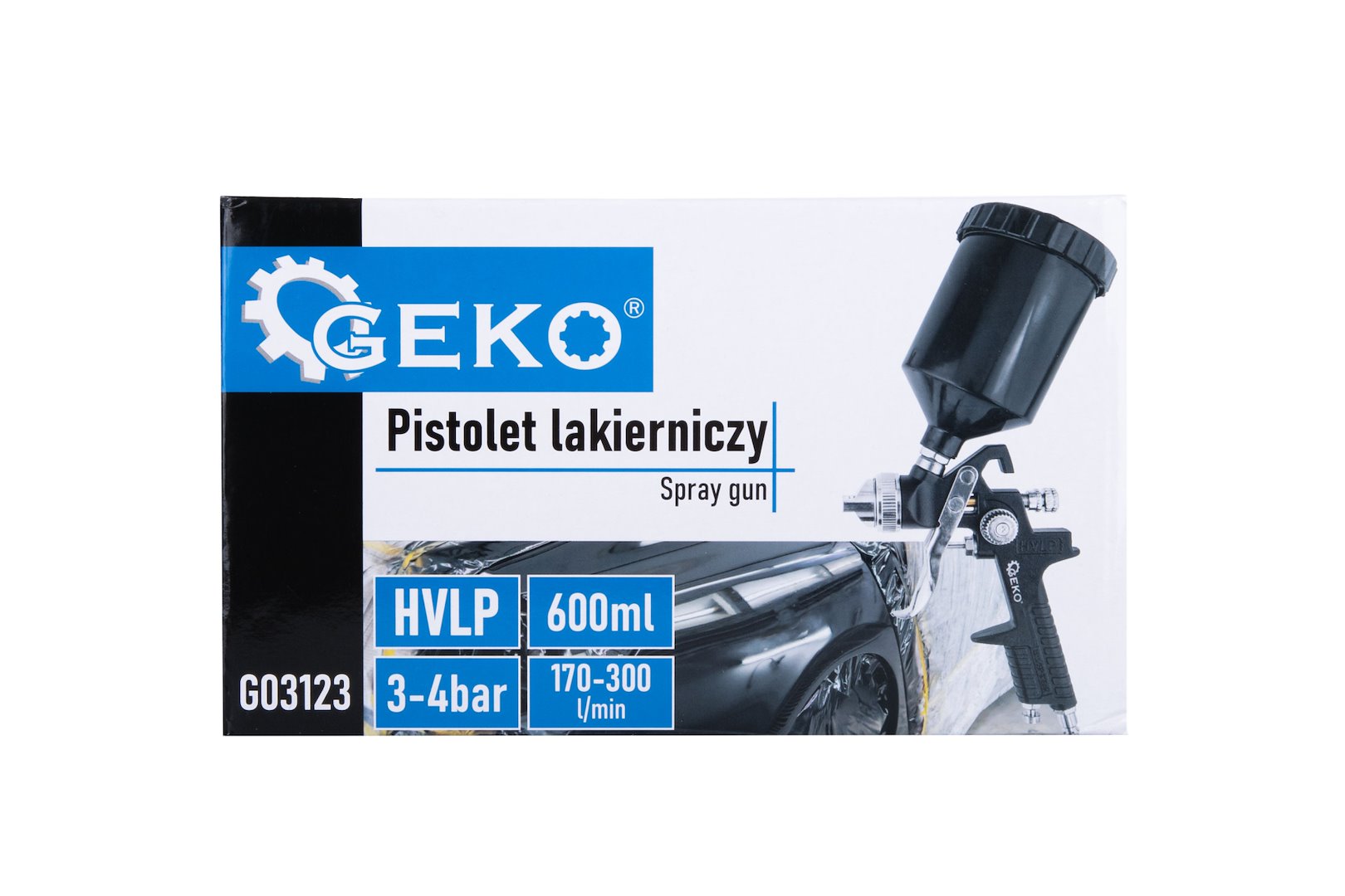 HVLP lakovací pistole Geko – 4 trysky (1,3–1,4–1,7–2,0 mm) — Detail
