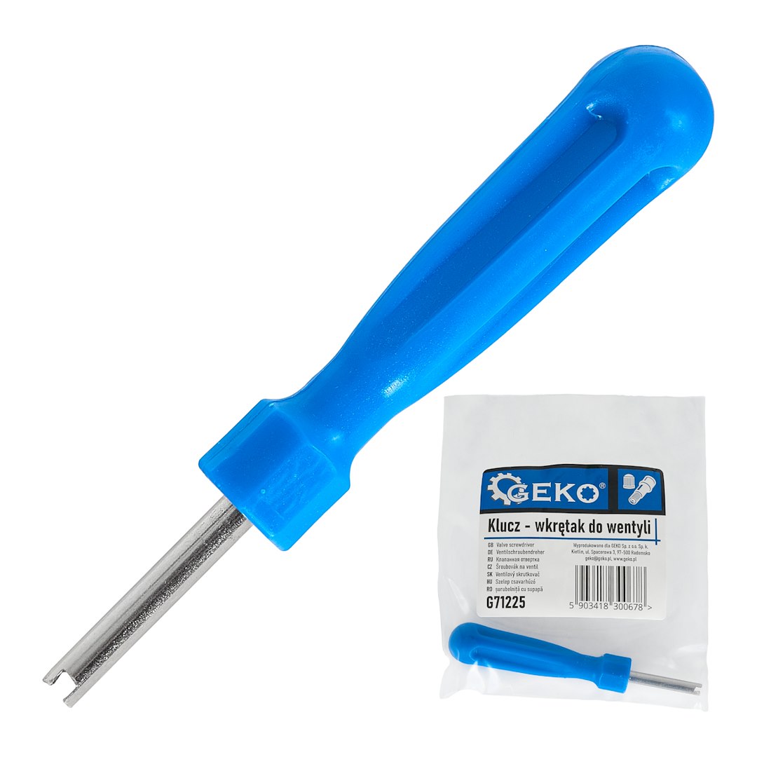 Dvoustranný šroubovák na ventily Geko pro Schrader / Presta, 250 ventilků, odolná ocel, ergonomický uchop — Celkový pohled
