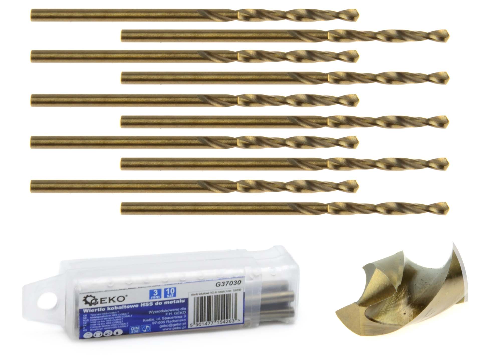 Kobaltový vrták HSS M35 Geko 3 mm 102 mm — Celkový pohled
