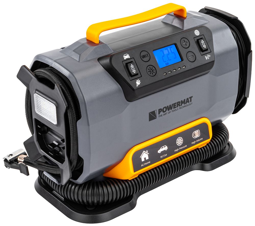 Kompresor 1200 W / 12 V-230 V PowerMat PM-KB-150T – univerzální auto a domácí použití