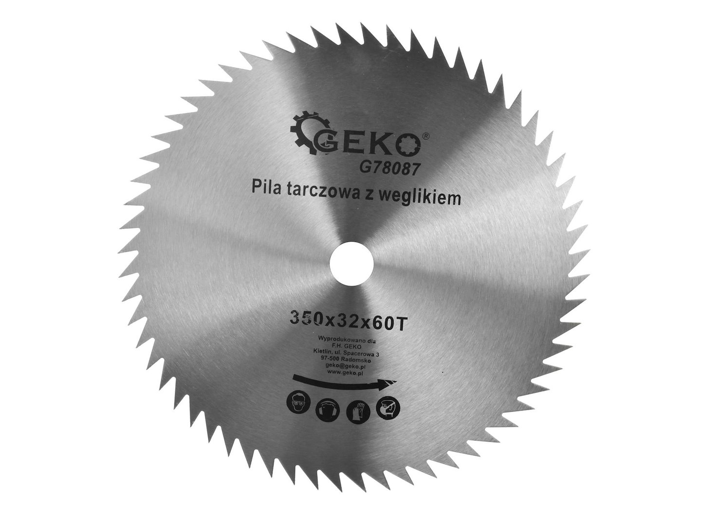 Kotouč na dřevo Geko 350x32x60T (otvory) — Celkový pohled