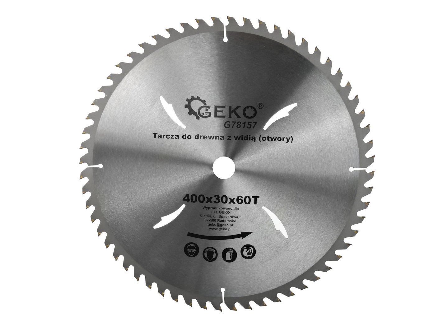 Pilový kotouč Geko G78157 na dřevo 400x30 mm, 60 zubů — Celkový pohled