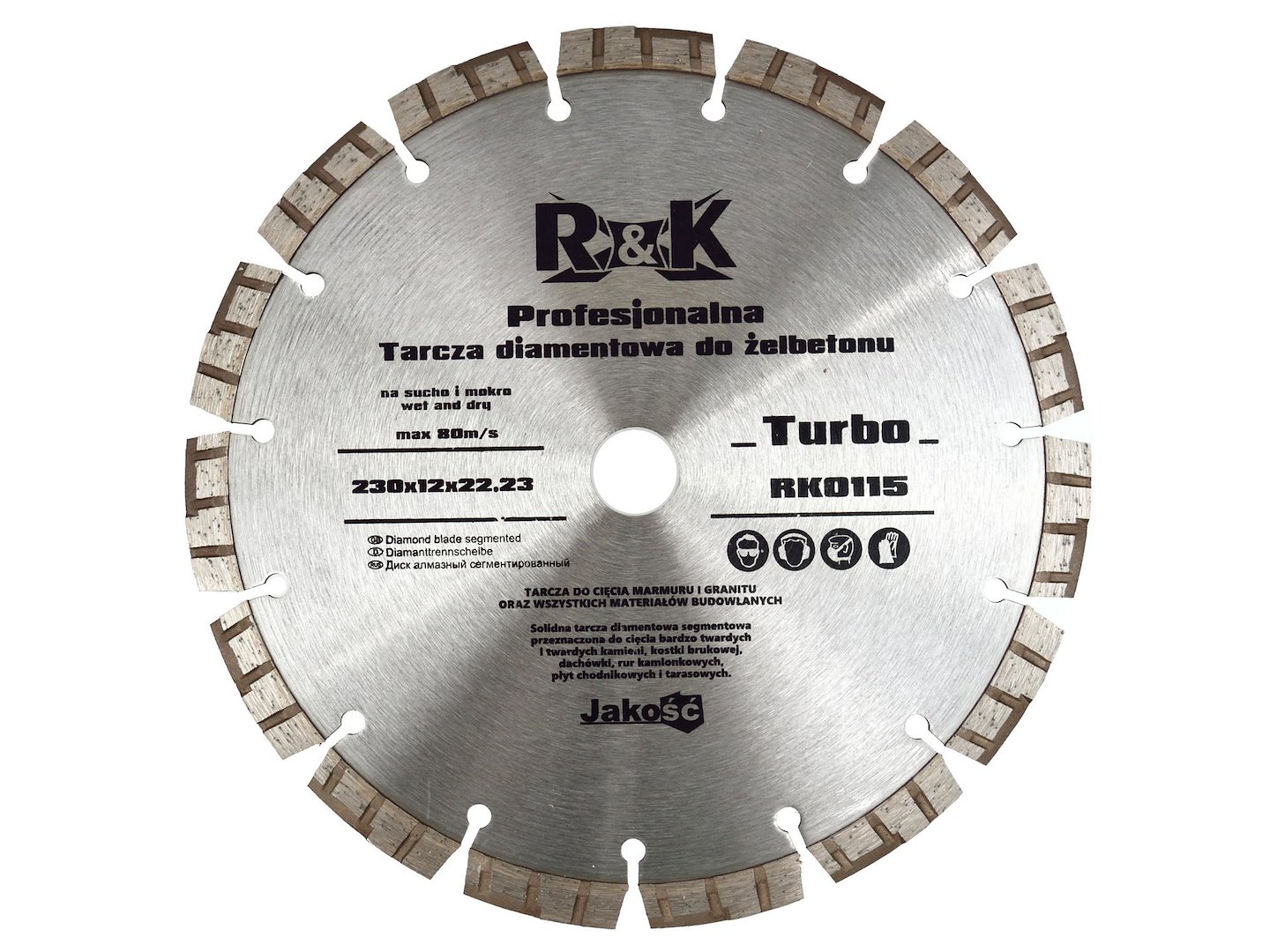 Diamantový kotouč Geko Turbo Professional RK 230x12x22,23 mm — Celkový pohled