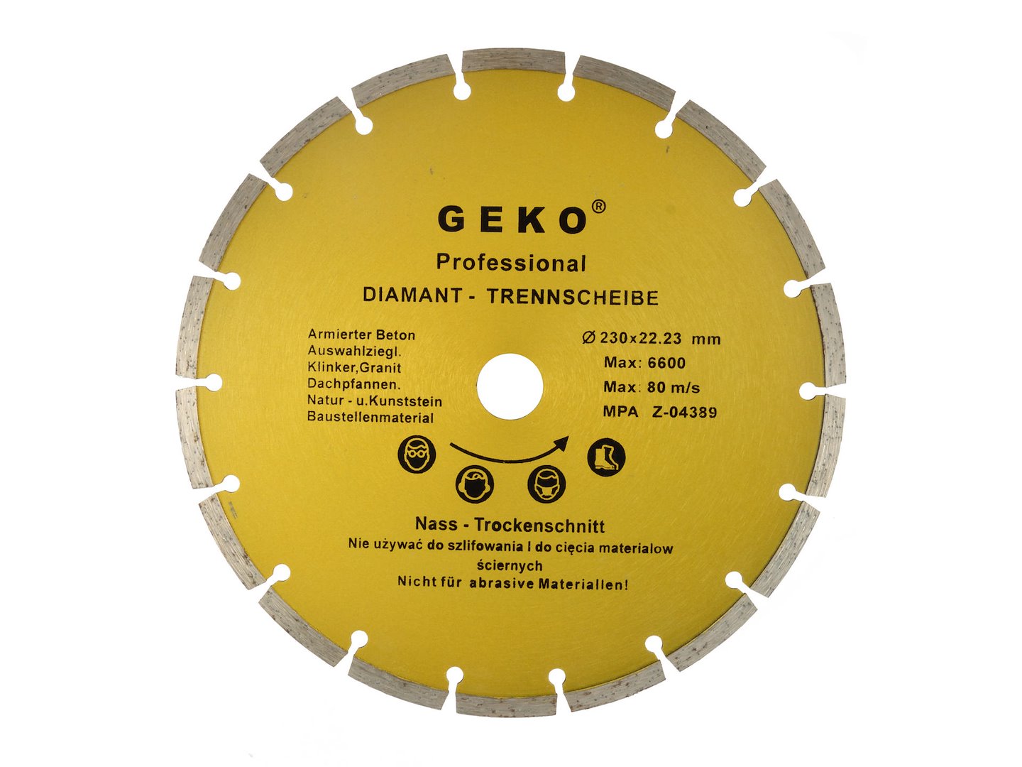 Segmentový kotouč Geko průměr 230 mm — Celkový pohled