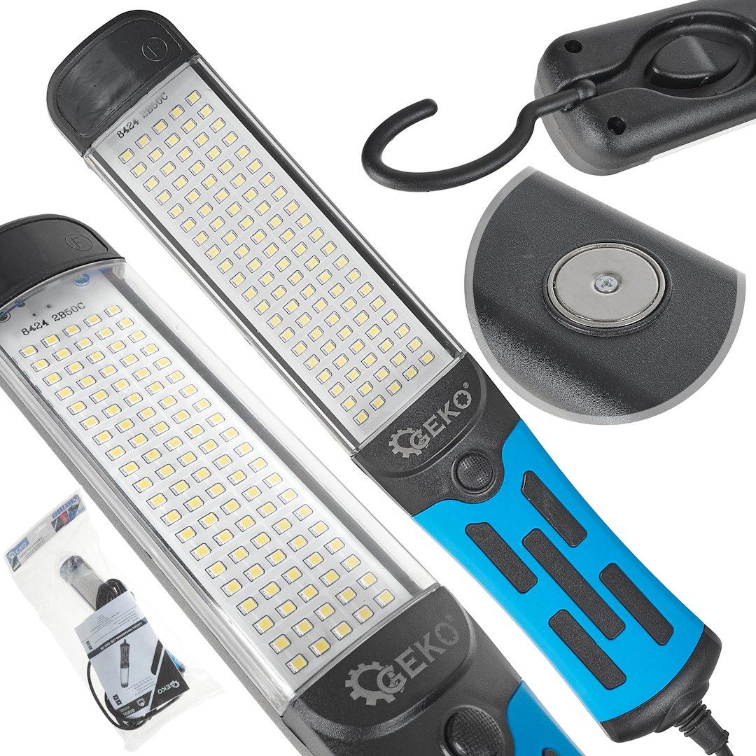 LED dílenská lampa Geko 230 V 15 W s magnetem a kabelem 5 m — Celkový pohled