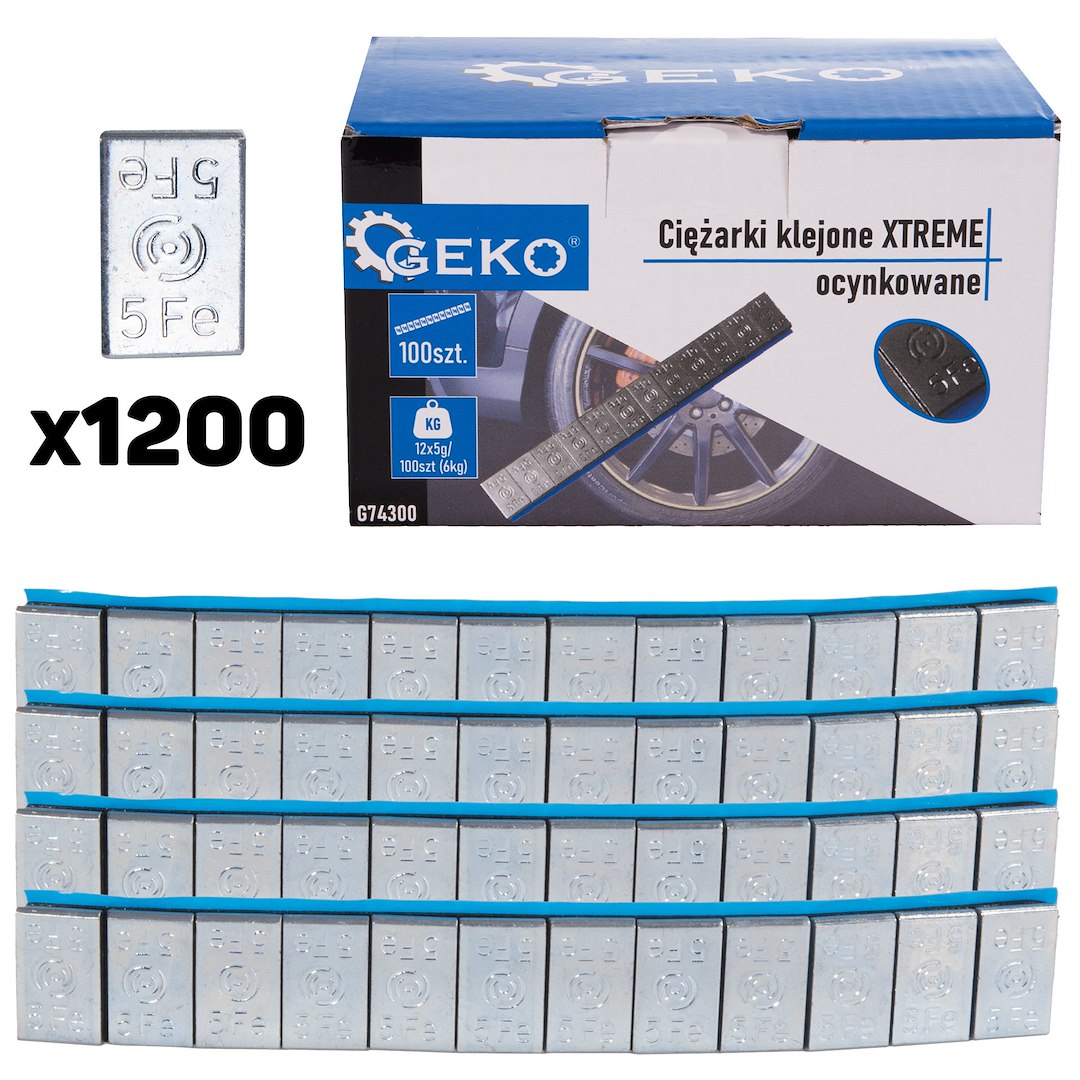 Lepené závaží XTREME pozinkované 12×5 g – sada 100 pásků (6 kg) Geko — Celkový pohled