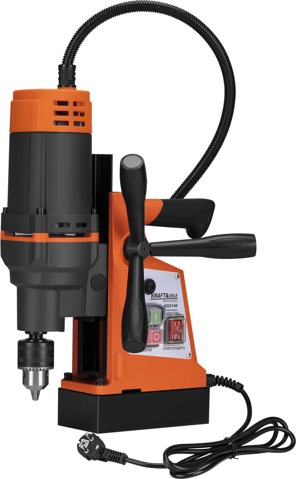 Magnetická vrtačka KD2140 2100 W – čelní pohled