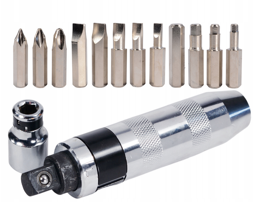 Úderový skrutkovač 1/2" + sada 13 bitov ONDRAGON 3