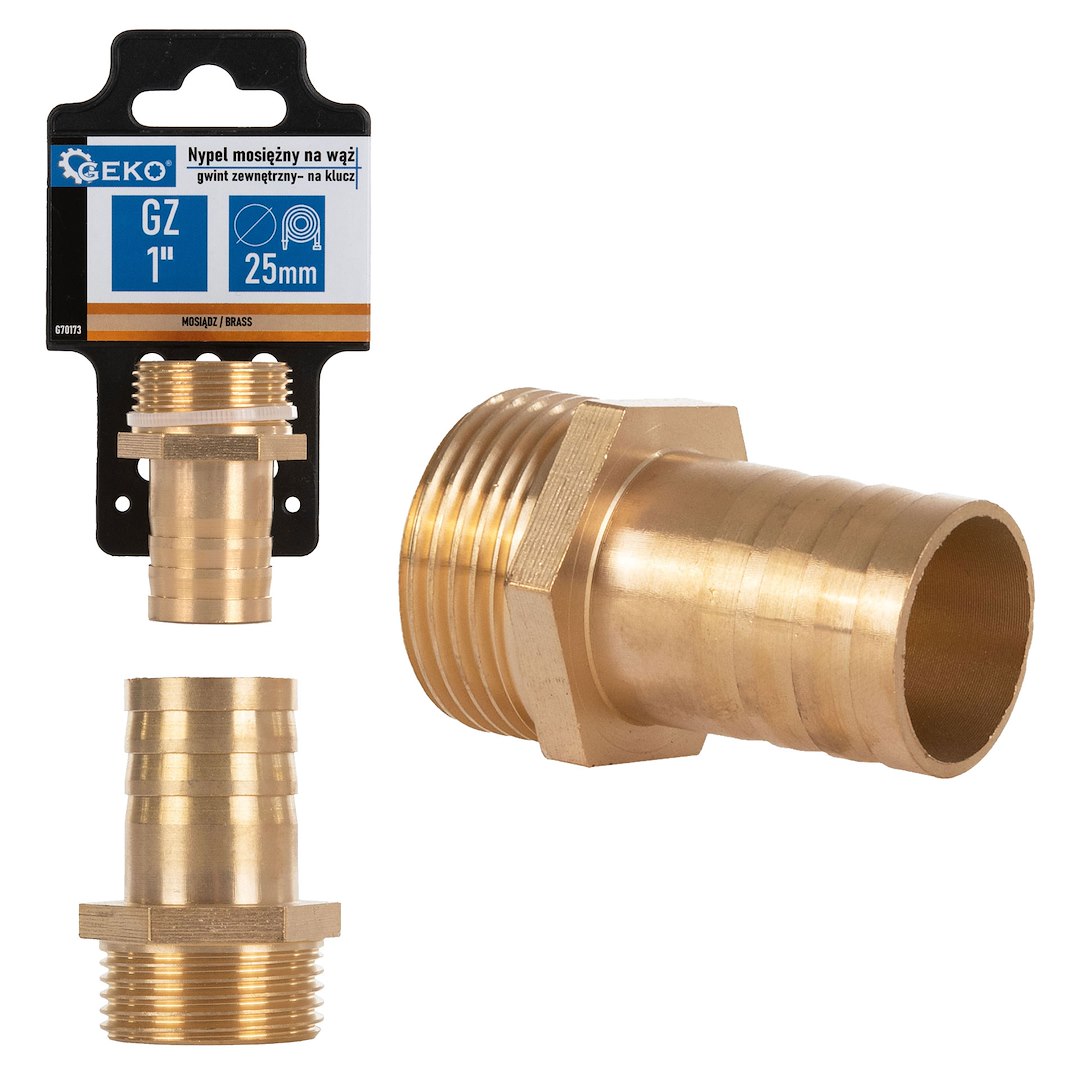 Niple mosazné pro hadici 25 mm – závit vnější 1