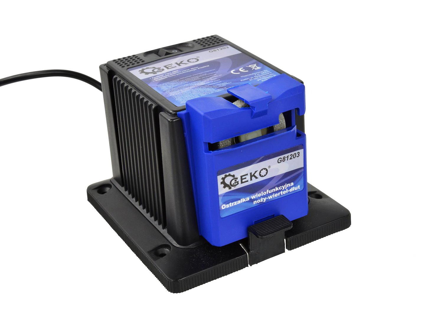 Multifunkční elektrická ostřička nožů, vrtáků a sekáčů Geko G81203 – 65 W, diamantový kotouč 8
