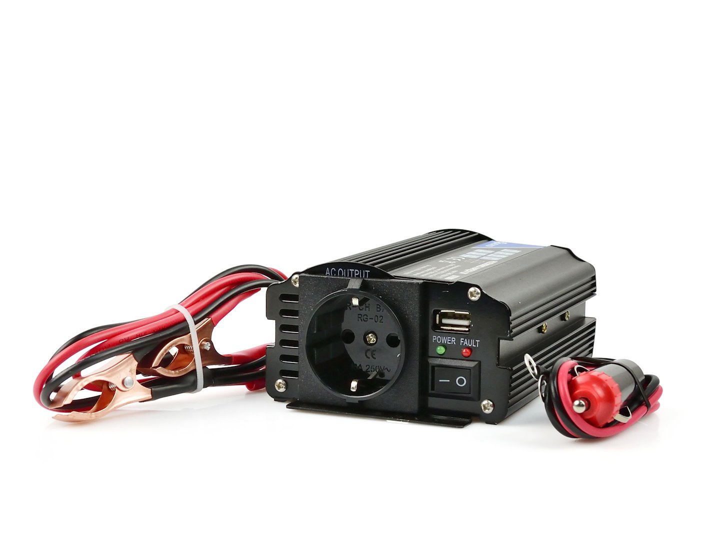 Napěťový měnič Geko 24 V/230 V 250/500 W — Celkový pohled