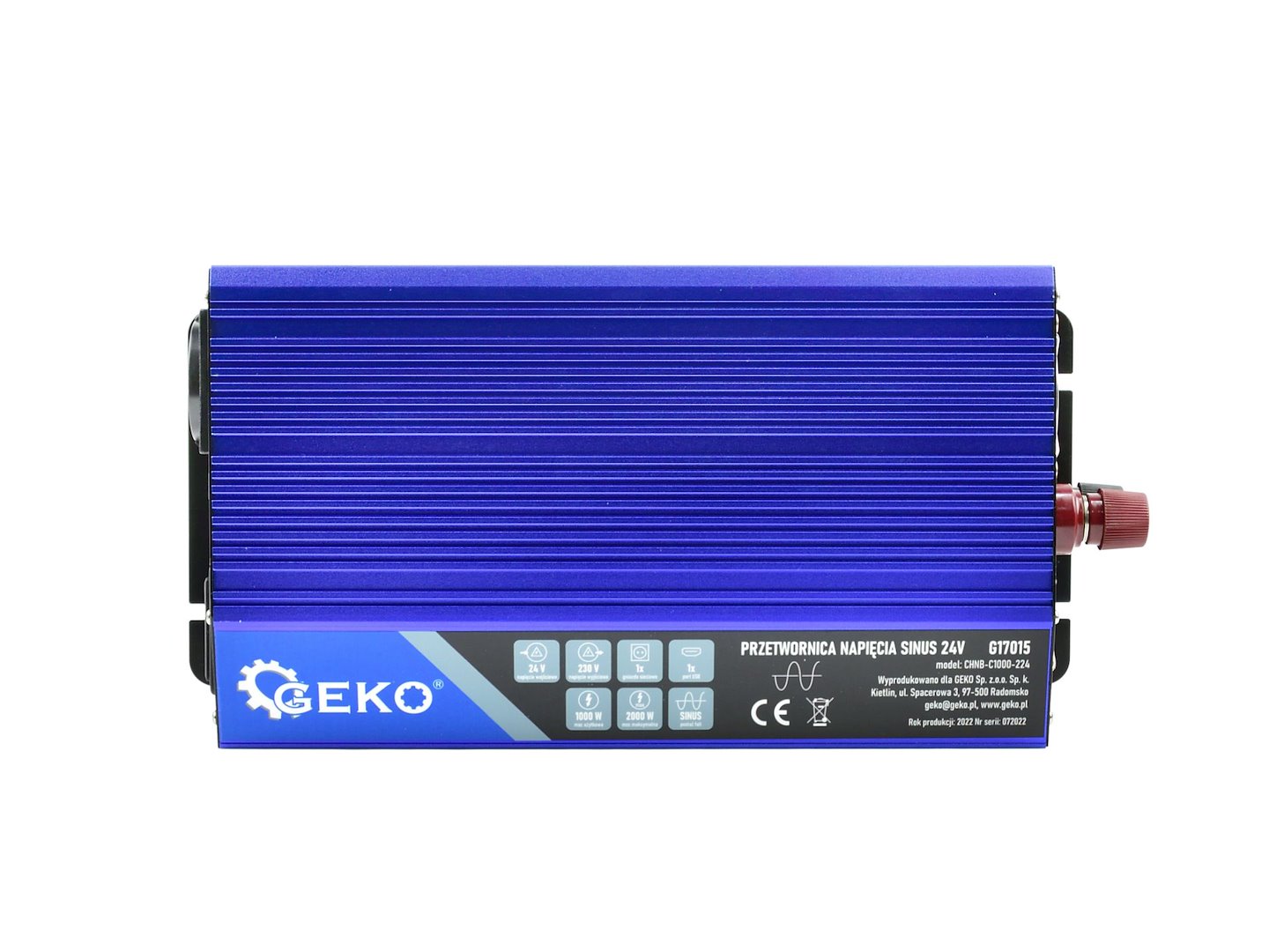 Napěťový měnič Geko SINUS 24V/230V 1000/2000W — V provozu