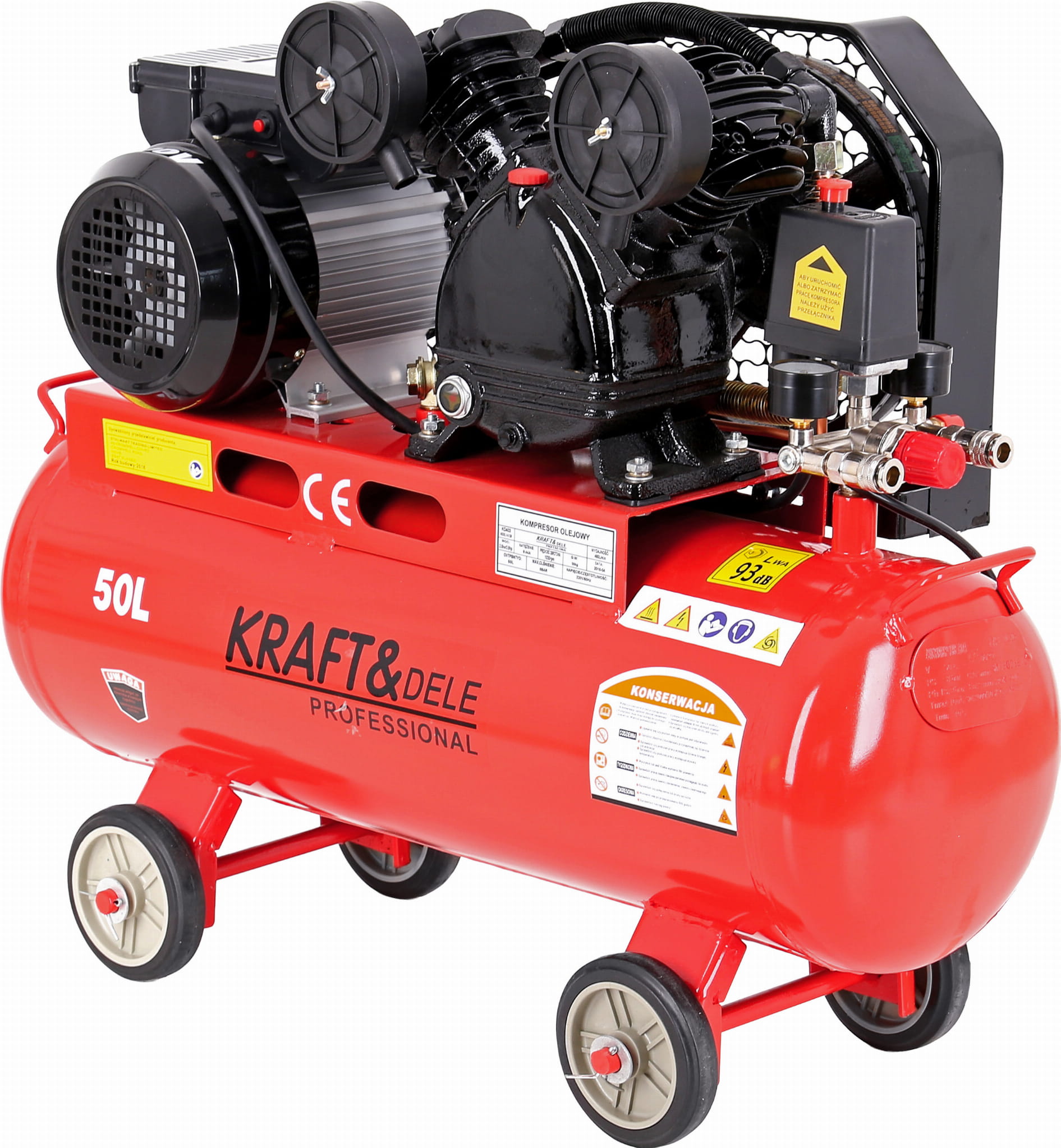 Olejový kompresor 50 l 2 písty KD403 – celkový pohled