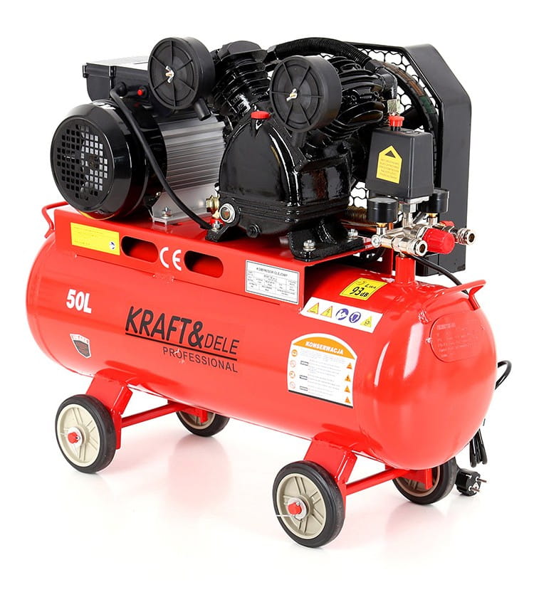 Olejový kompresor 50 l 2 písty KD403 – manometr a ovládací panel