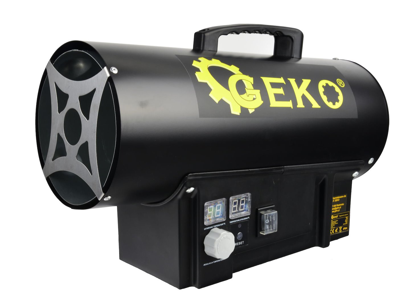 Plynový ohřívač s reduktorem a termostatem 20 kW Geko — Detail