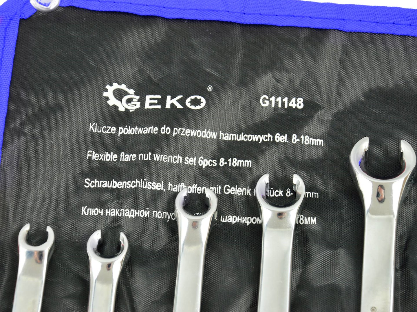 Polovité klíče na brzdové potrubí – sada 6 ks, 8–18 mm | Geko 3
