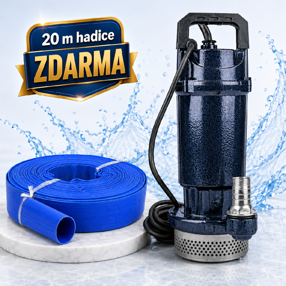 Ponorné kalové čerpadlo ONDRAGON 2000 W — celkový pohled na čerpadlo