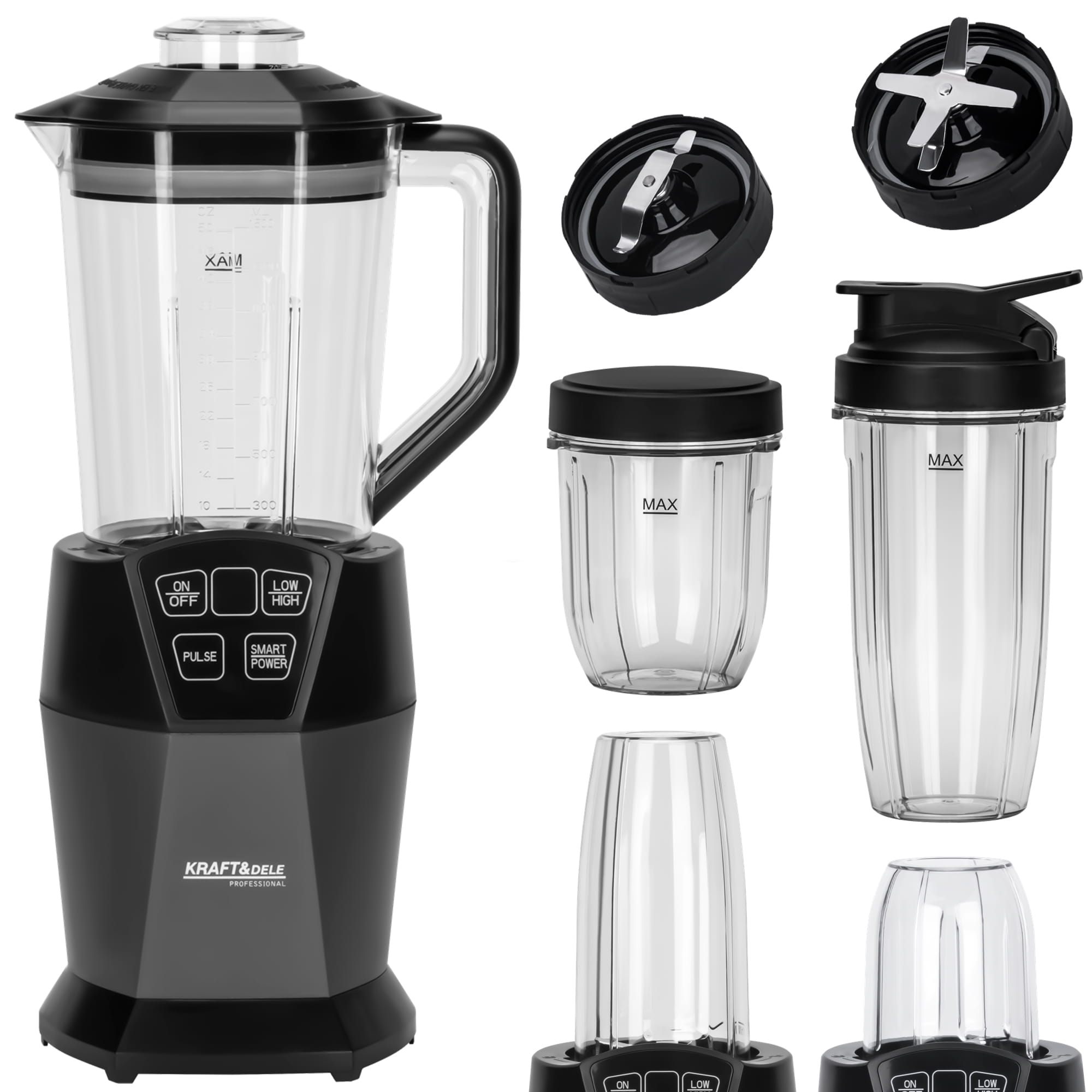 Profesionální stolní blender Kraft-Dele 1850 W – LED displej a ovládání