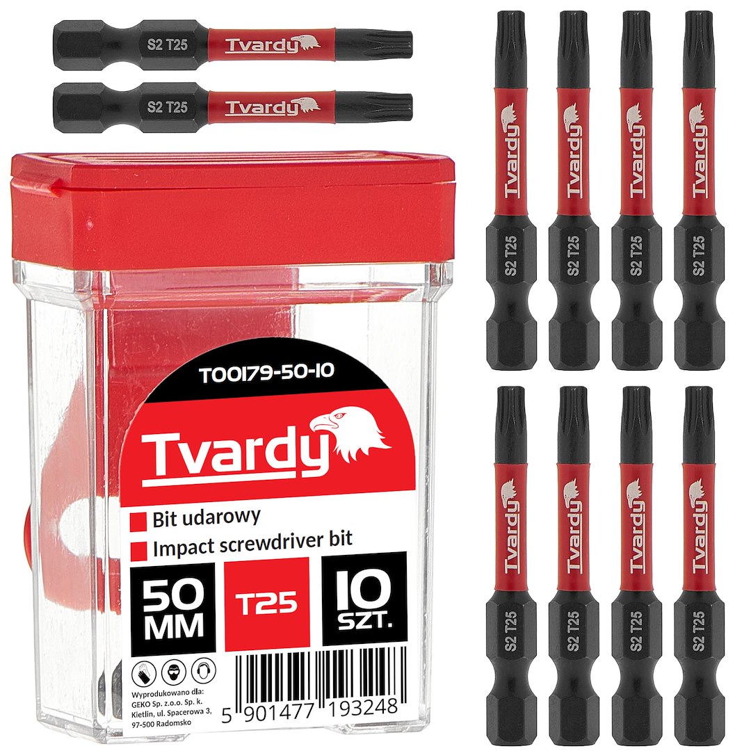 Rázový bit T25 50 mm z oceli S2 – balení 10 kusů v krabičce | Geko 1