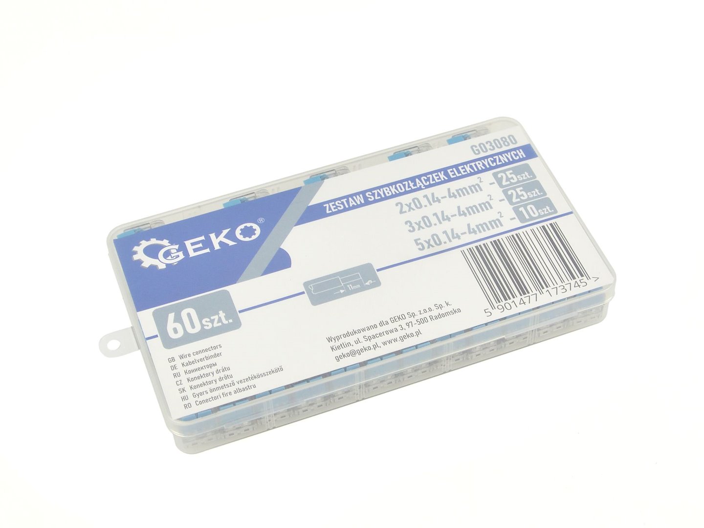 Sada elektrických rychlospojek 60 ks, 0,2–4 mm² – Geko 6