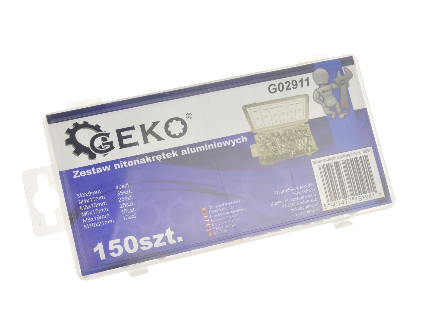 Sada hliníkových nýtových matic 150 ks – Geko G02911 4