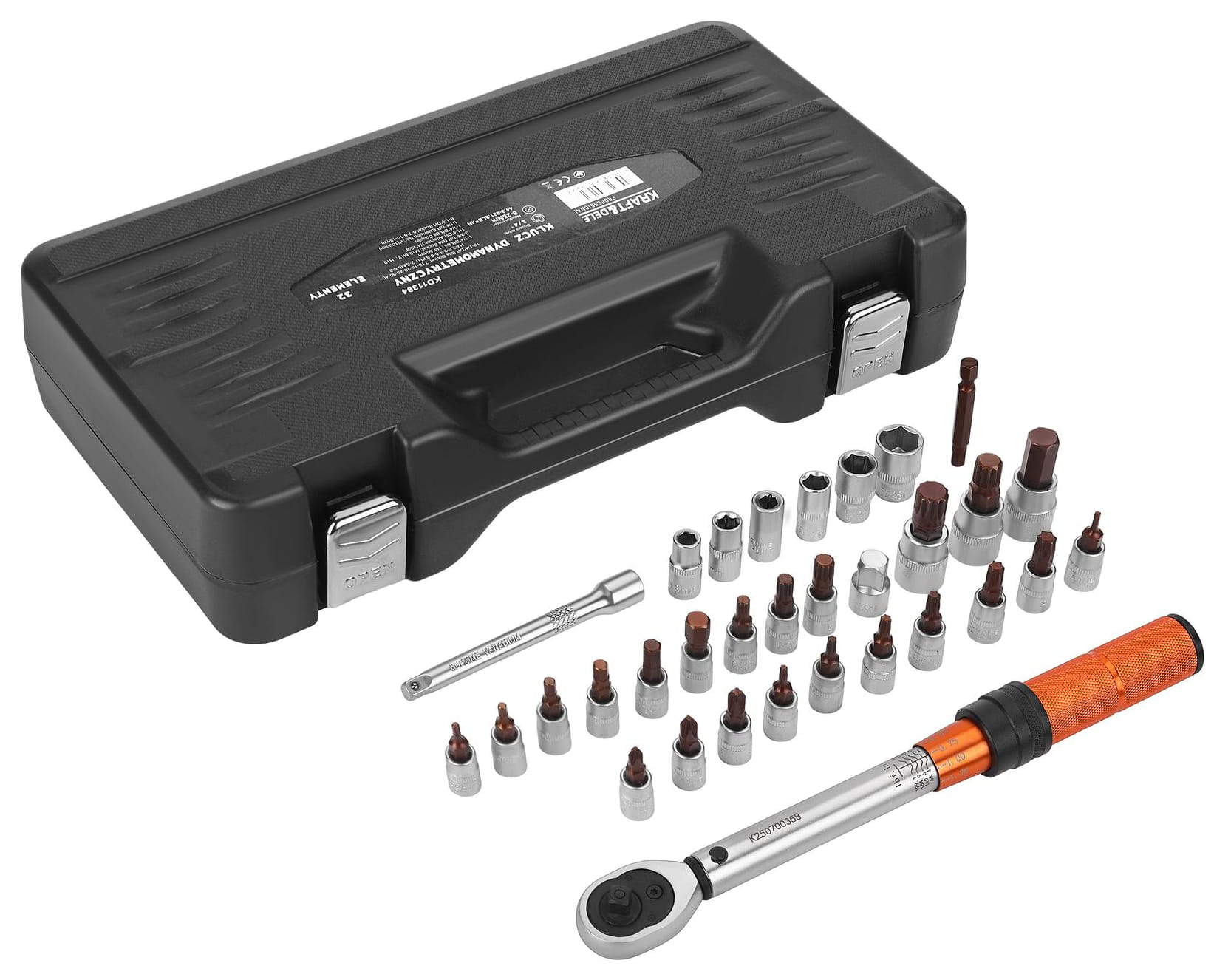Sada dynamometrického klíče KD11394 – celkový pohled na sadu