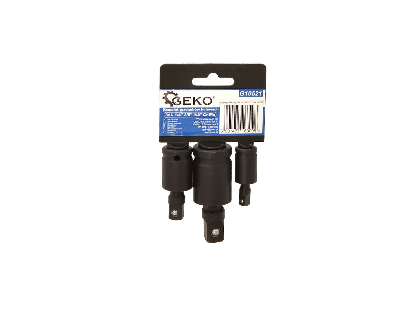 Sada kulových kloubů 3 ks – 1/4" 3/8" 1/2" CR-Mo (Geko) 1