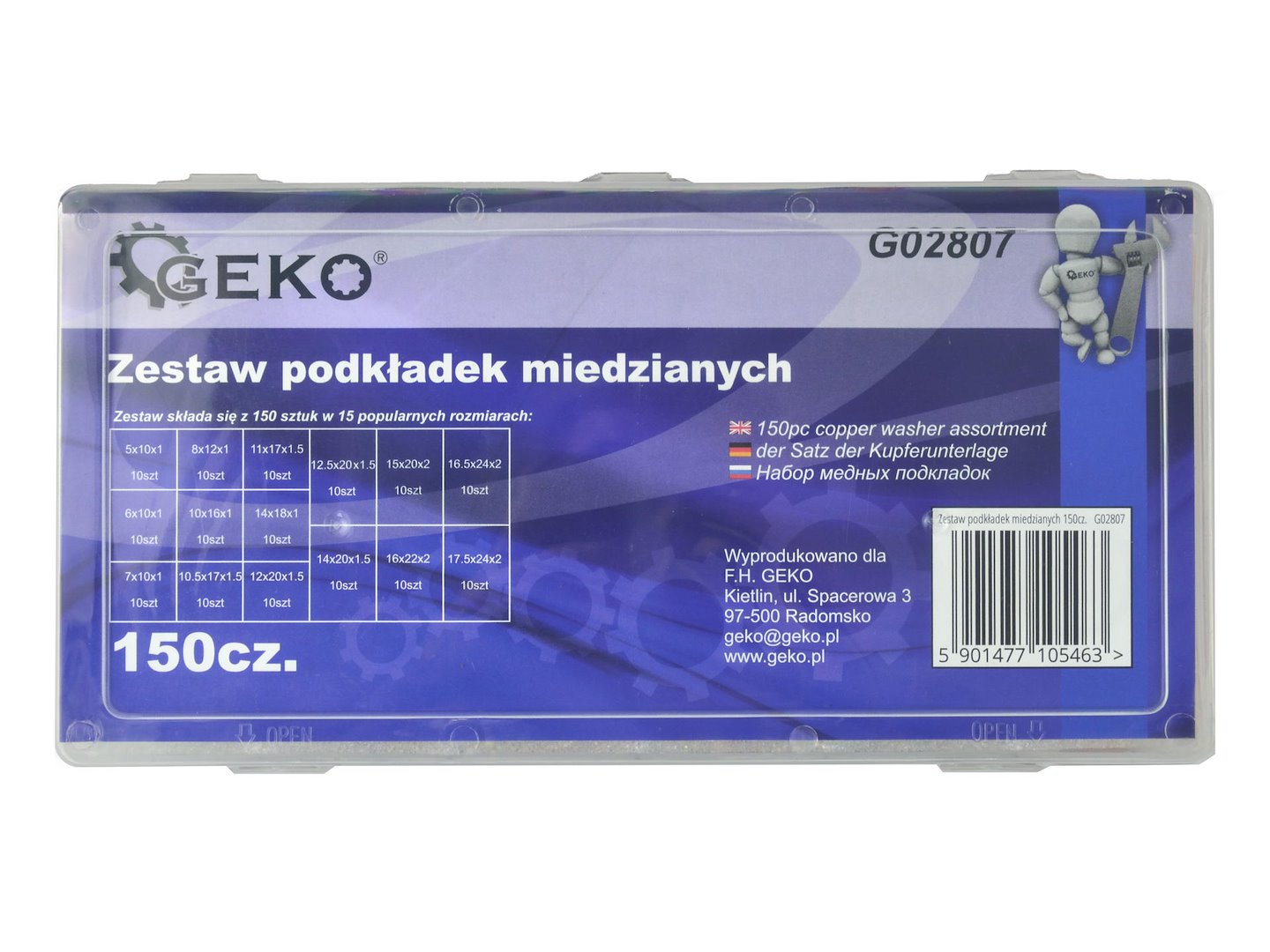 Sada měděných podložek 150 ks – Geko G02807 4