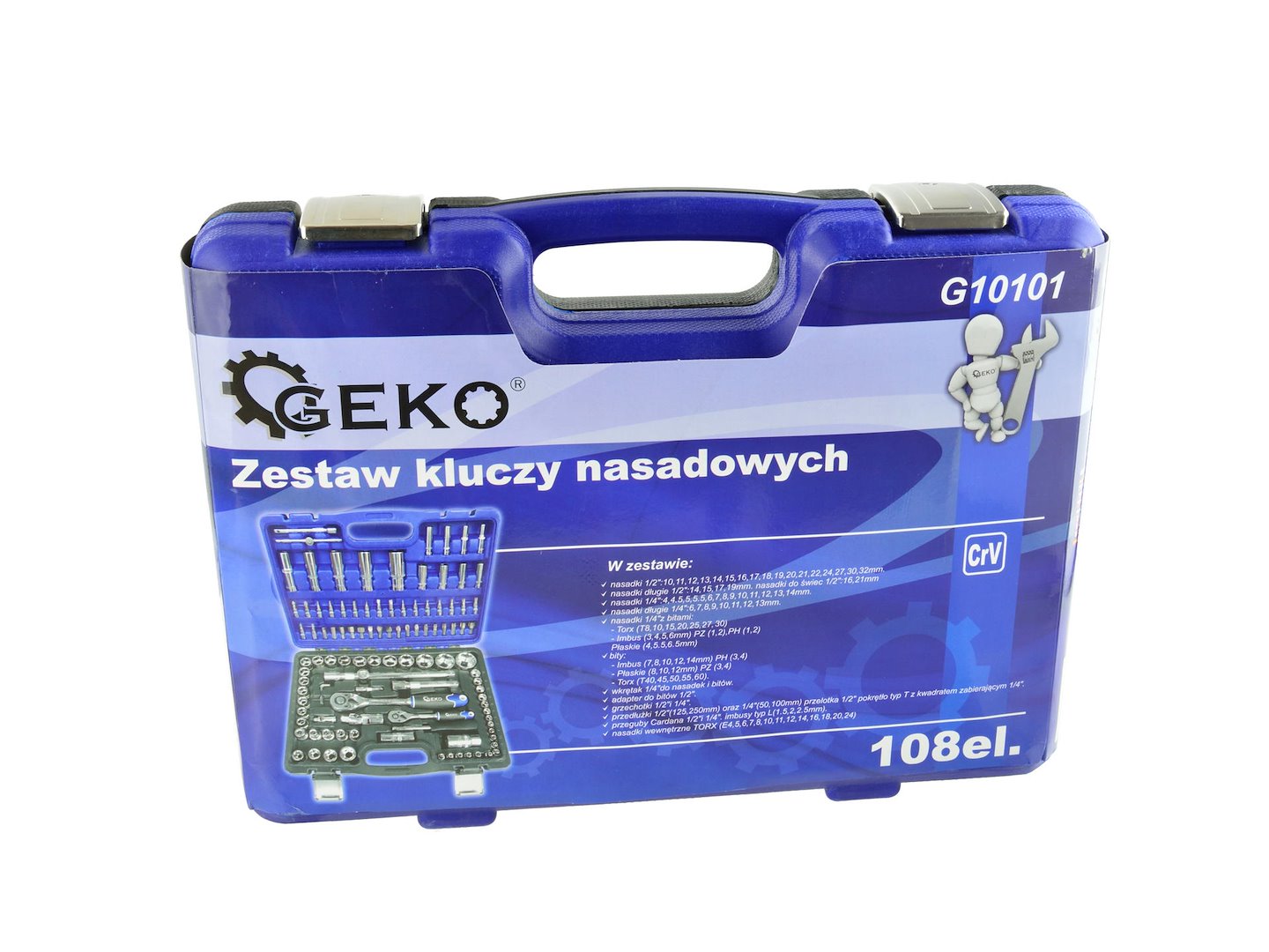 Sada nástrčných klíčů a torxů 108 ks. Geko G10101 — Detail nářadí