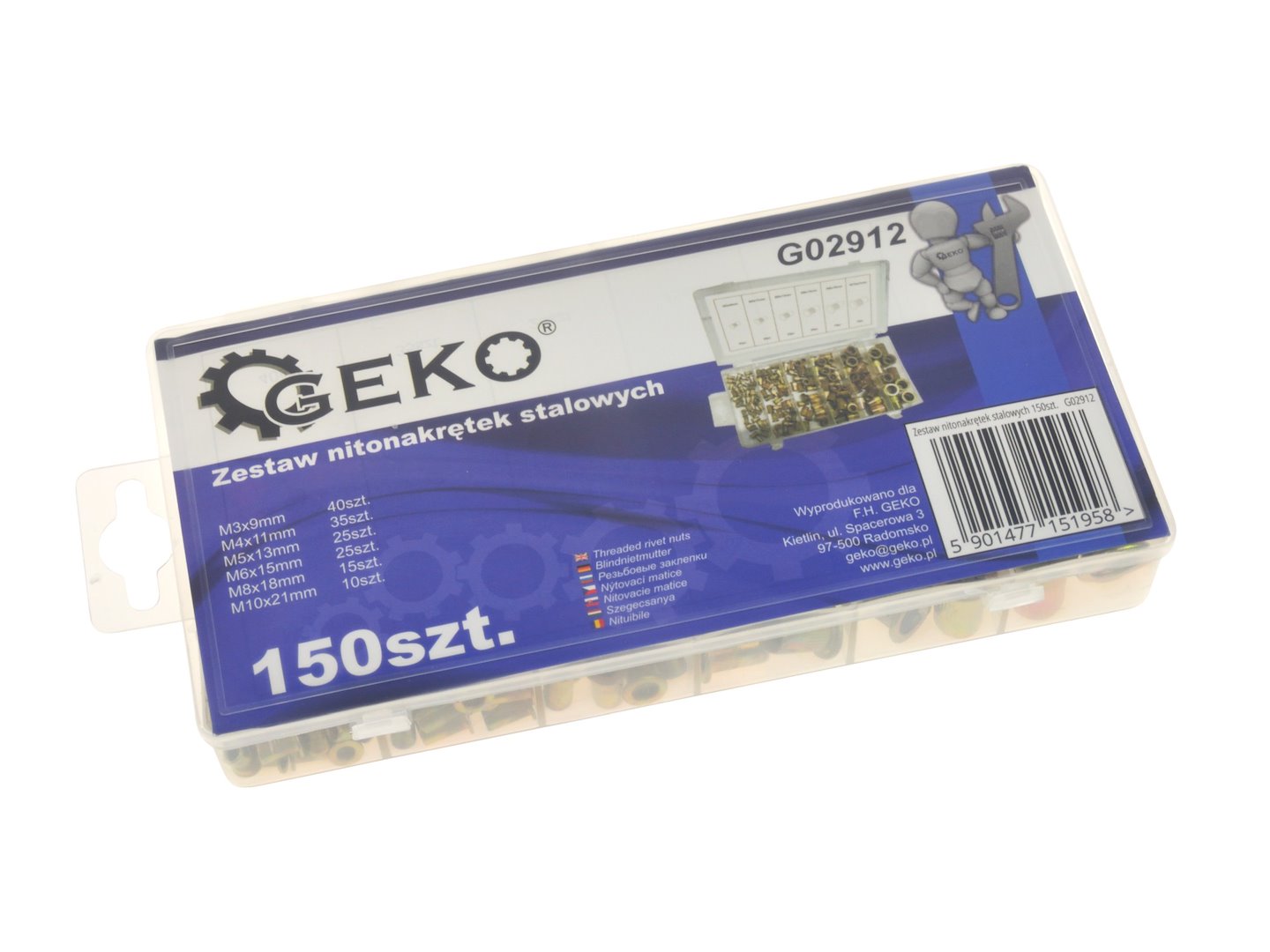 Sada nýtových matic z oceli, 150 ks – Geko G02912 4