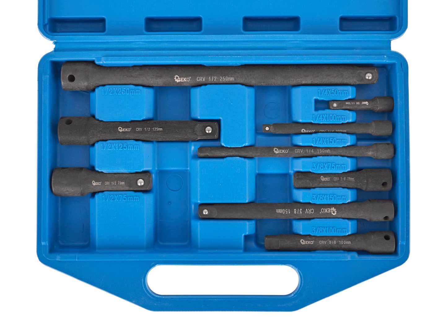 Sada prodlužovacích nástavců 1/4" 3/8" 1/2" CrV – 9 ks (Geko) 2