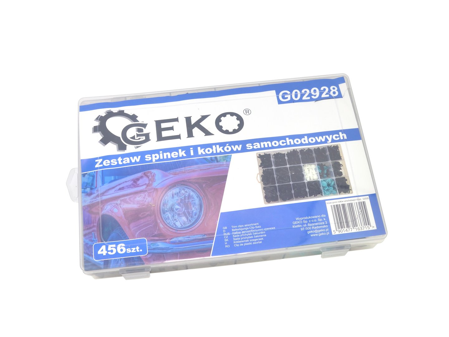 Sada sponek a kolíků pro automobily, 456 ks – Geko G02928 2