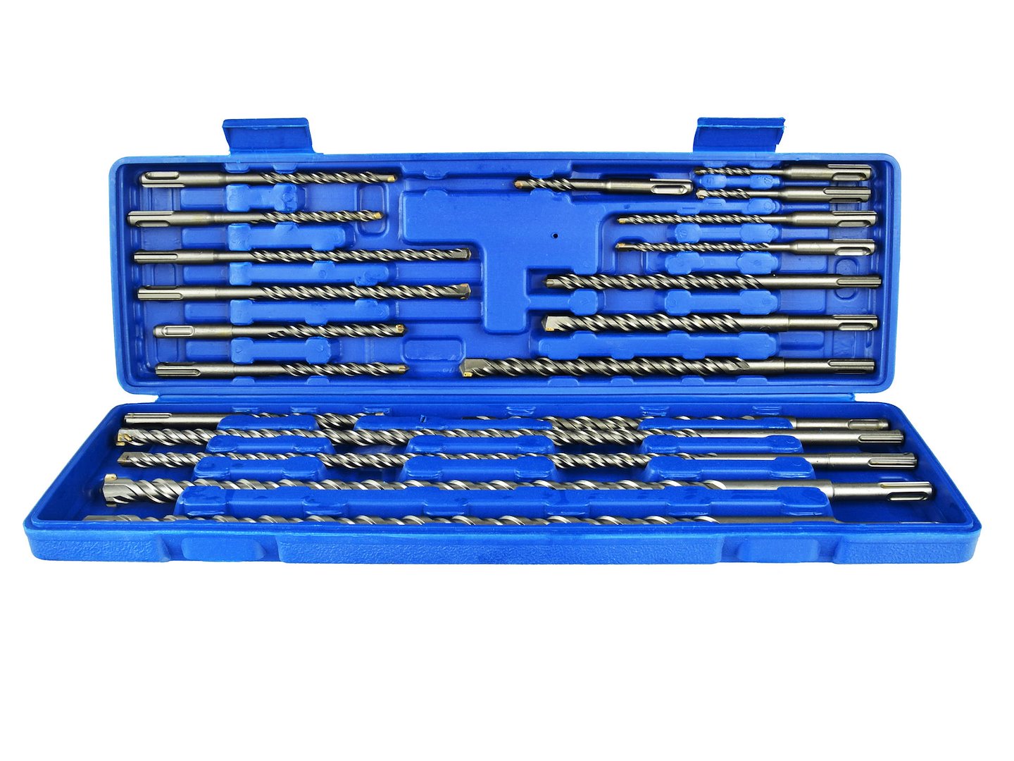 Sada vrtáků SDS PLUS Geko G40037, 20 ks, průměr 5–20 mm — Celkový pohled
