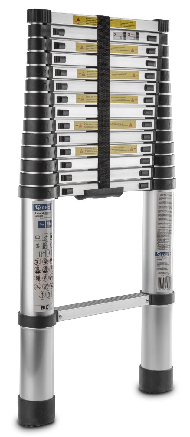 Teleskopický hliníkový žebřík Geko 5 m 150 kg — Detail schodů