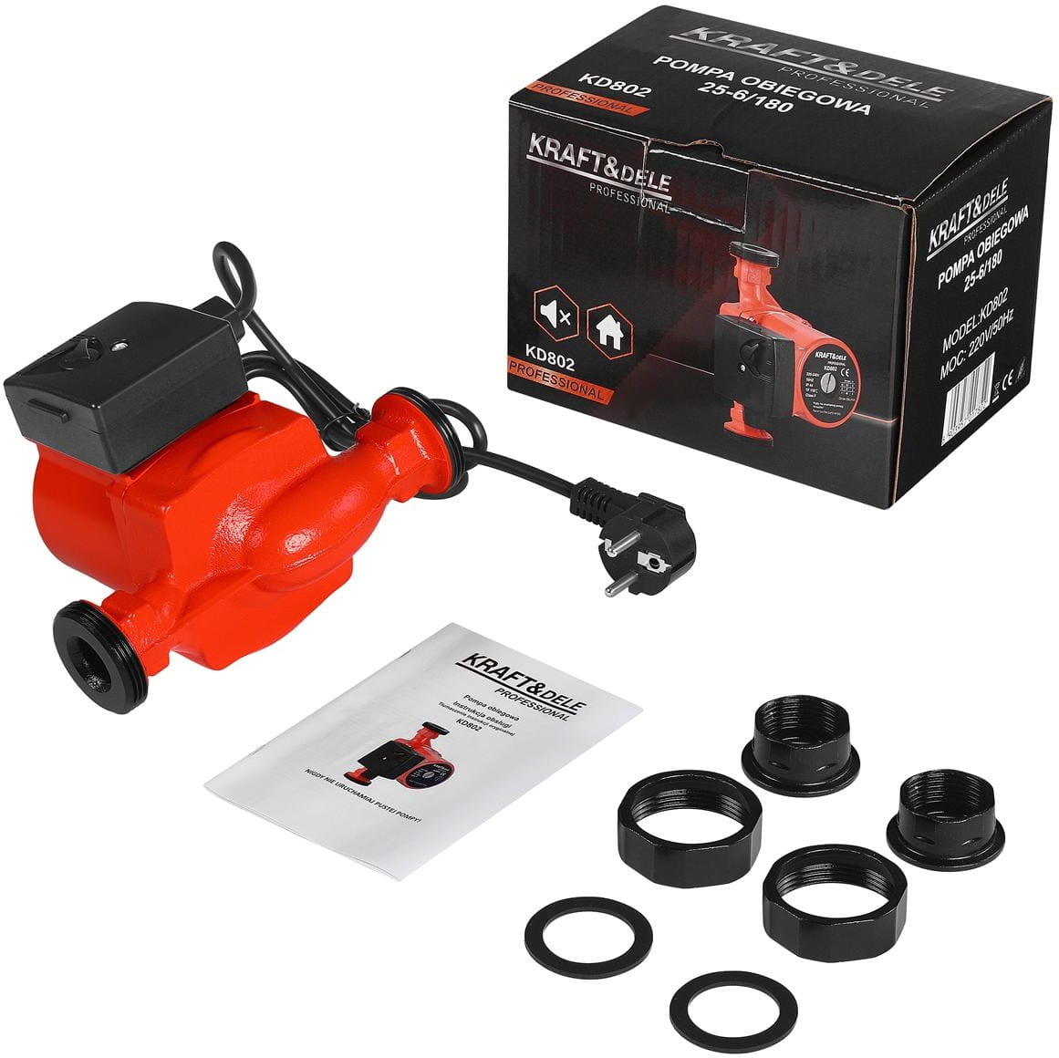 Oběhová pumpa KRAFT&DELE KD802 25-6 – detail přípojek