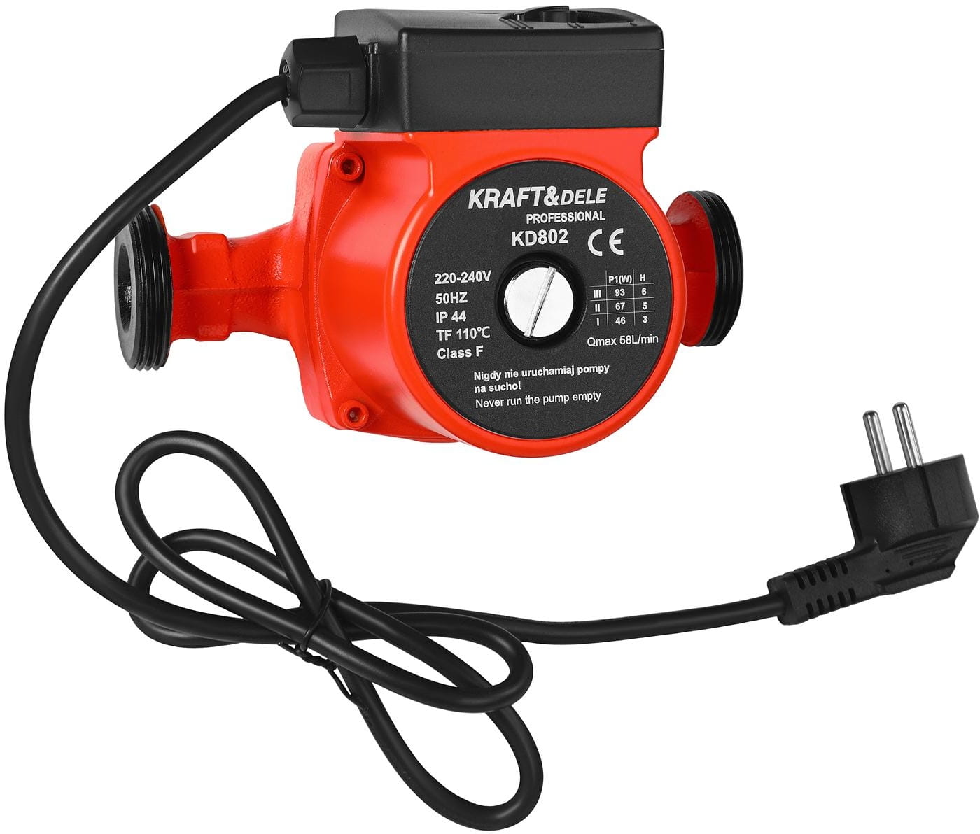 Oběhová pumpa KRAFT&DELE KD802 25-6 – detail těsnění a přípojek