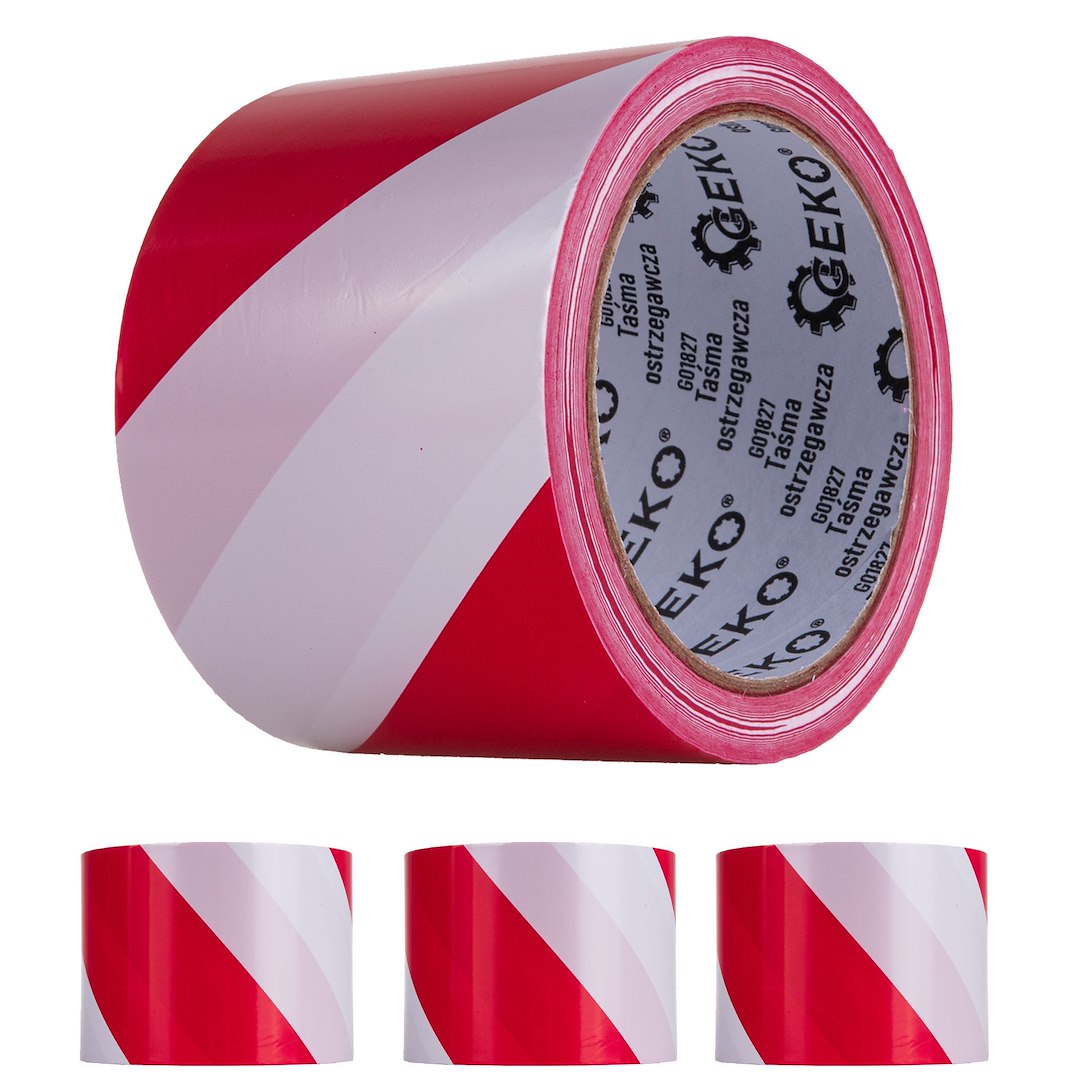 Výstražná páska bílá-červená 100 m x 75 mm – Geko 1