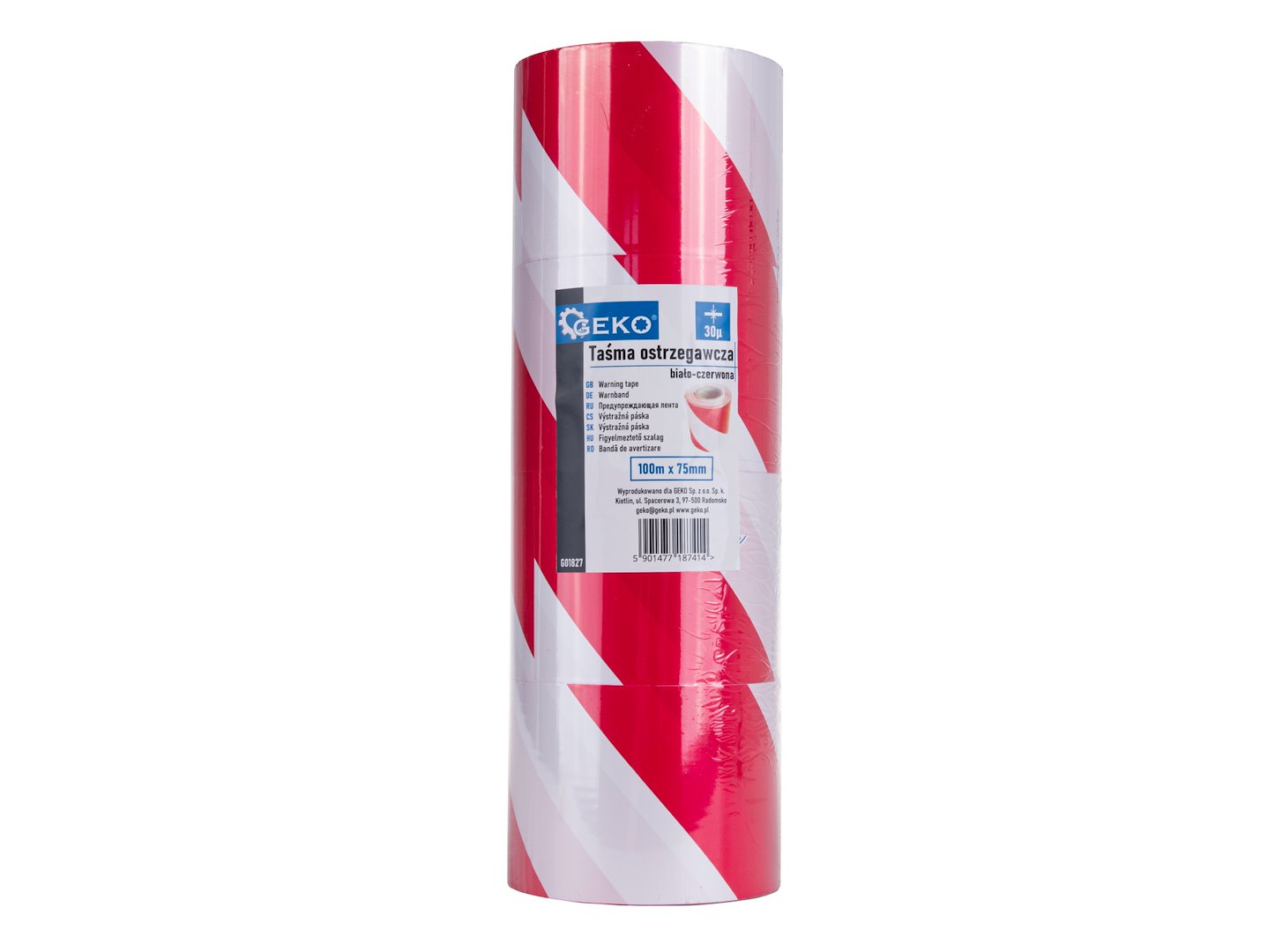 Výstražná páska bílá-červená 100 m x 75 mm – Geko 2