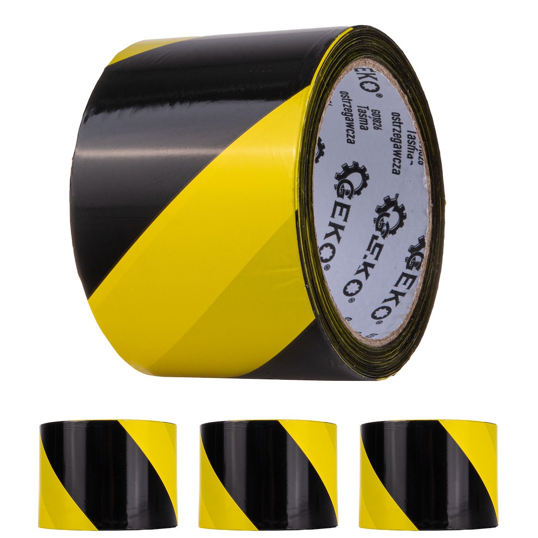 Výstražná páska žluto-černá 100 m x 70 mm – Geko 1