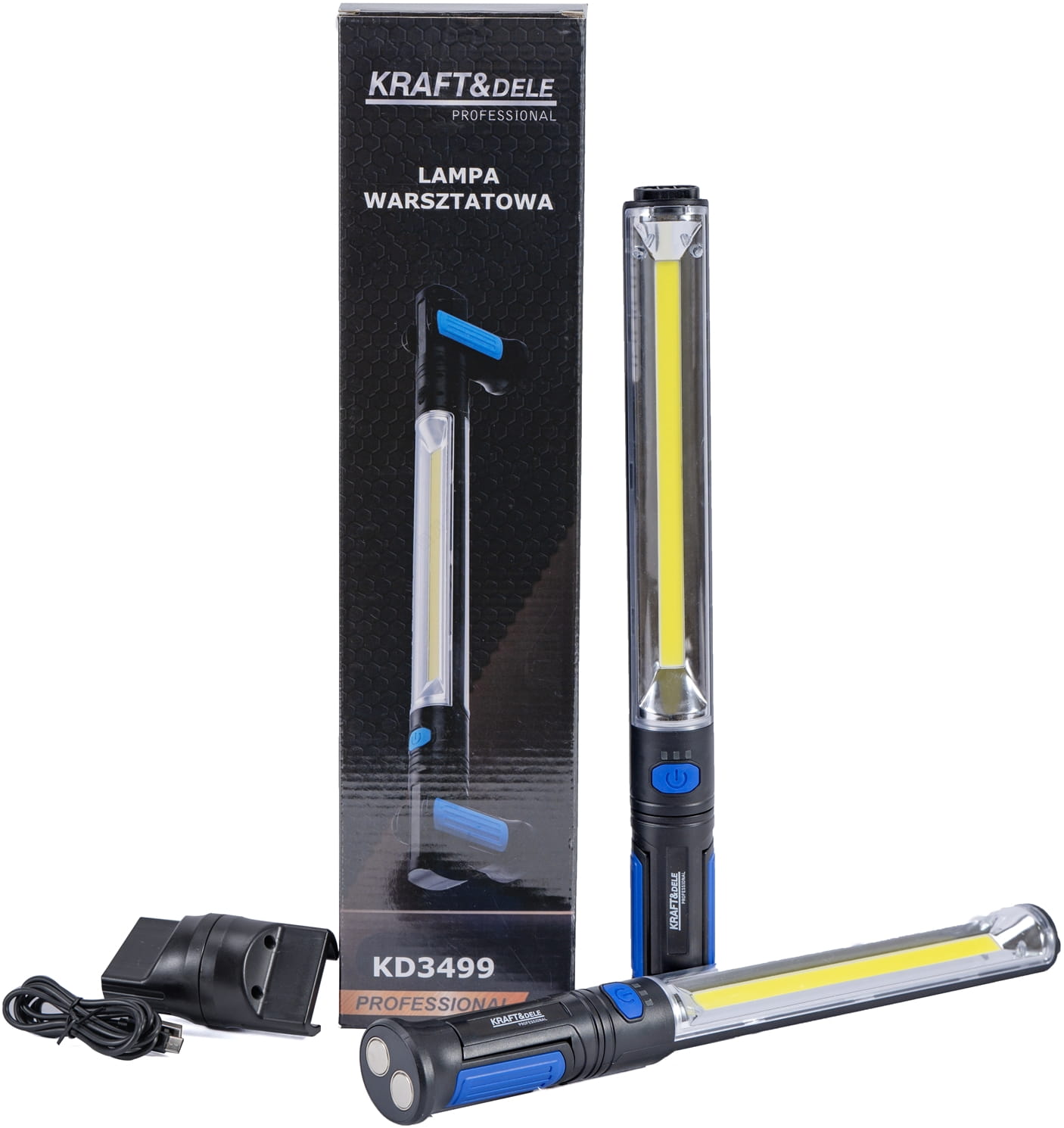 Workshopová nabíjecí dvojitá LED lampa KD3499 – detail dvojité hlavy