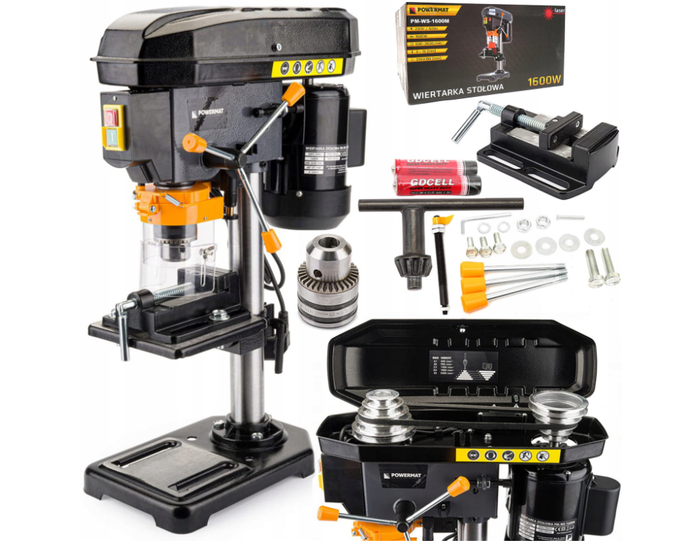 Stolní sloupová vrtačka 1600 W | 230 V | laser + svěrák | regulace otáček