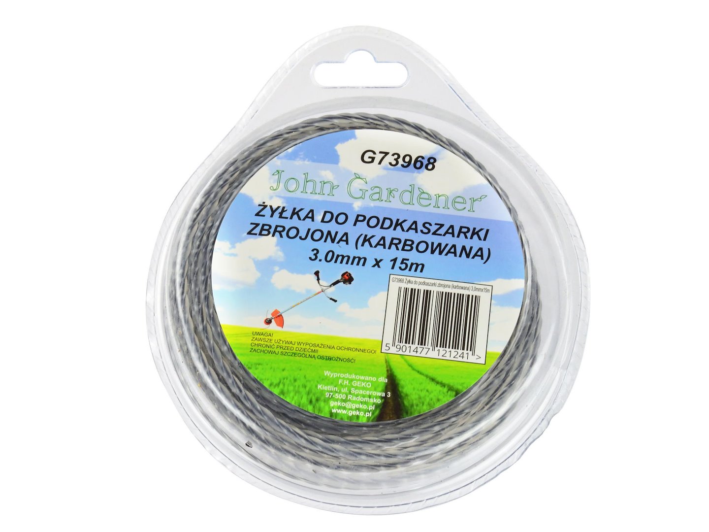 Vlasec pro vyžínačku vyztužený vroubkovaný 30 mm × 15 m (10 × 80 mm) – Geko — Celkový pohled