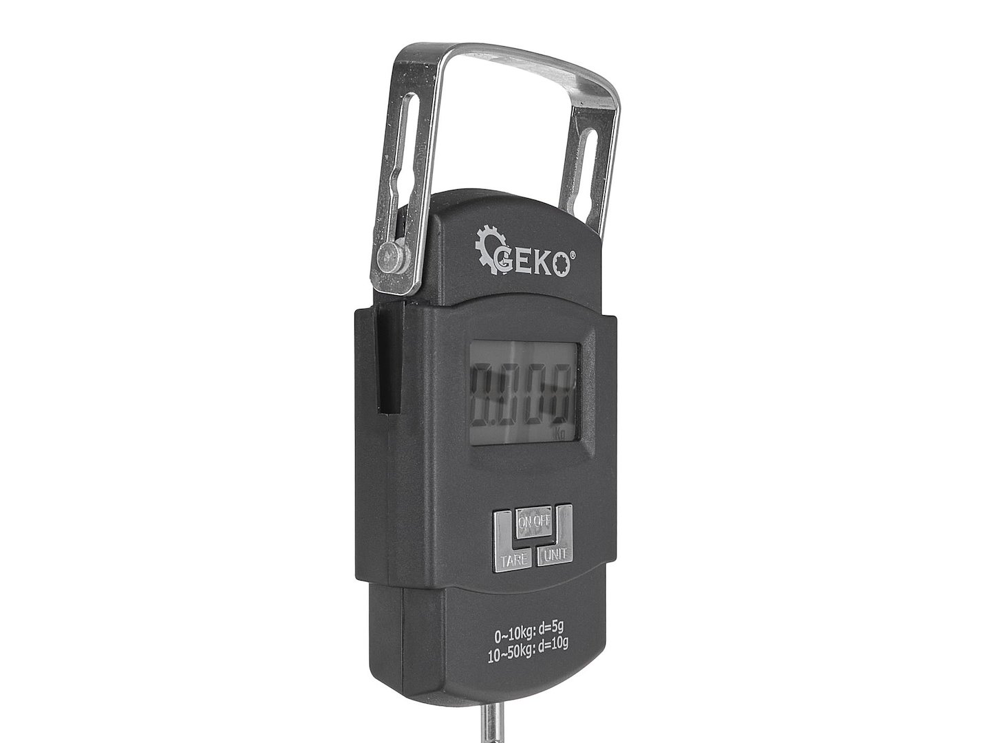 Digitální háčková váha 50 kg Geko 5901477189036 — V provozu
