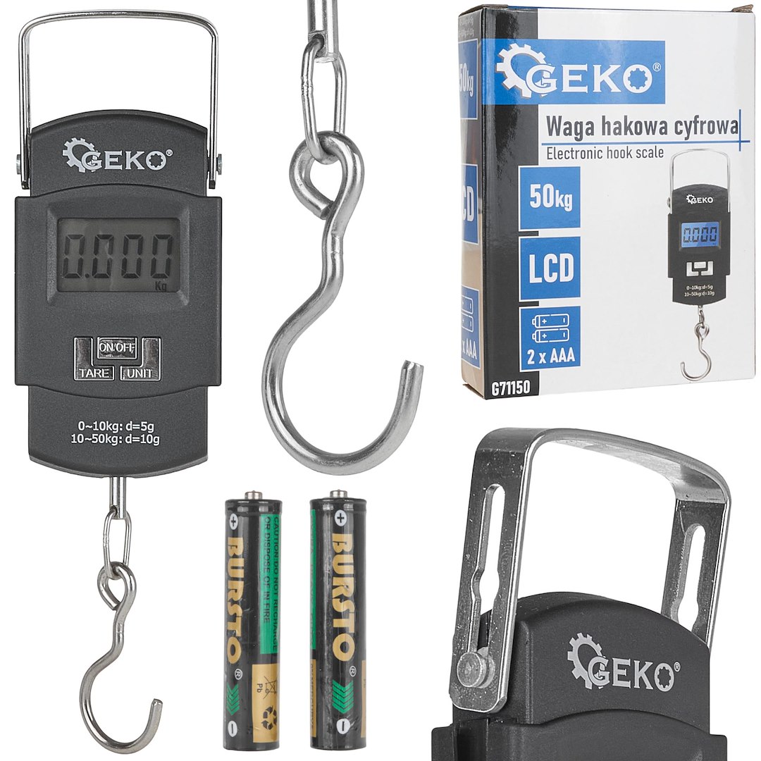 Digitální háčková váha 50 kg Geko 5901477189036 — Celkový pohled