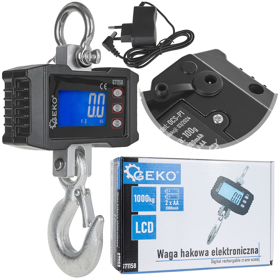 Elektronická skladová háčková váha 1000 kg – Geko 1